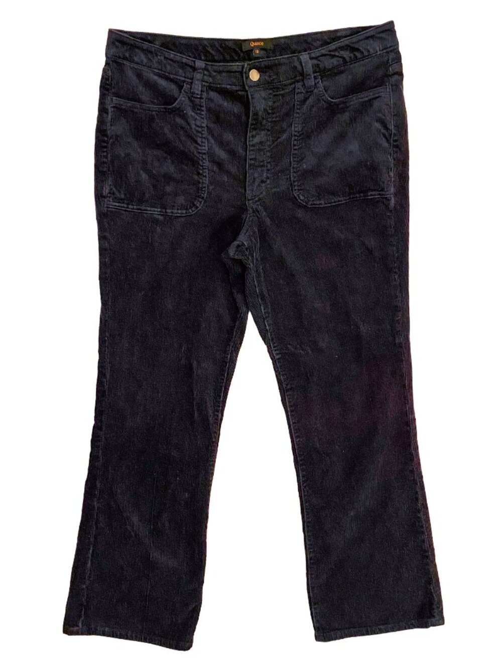 QUINCE Black Stretch Corduroy Flare Pants Sz 12